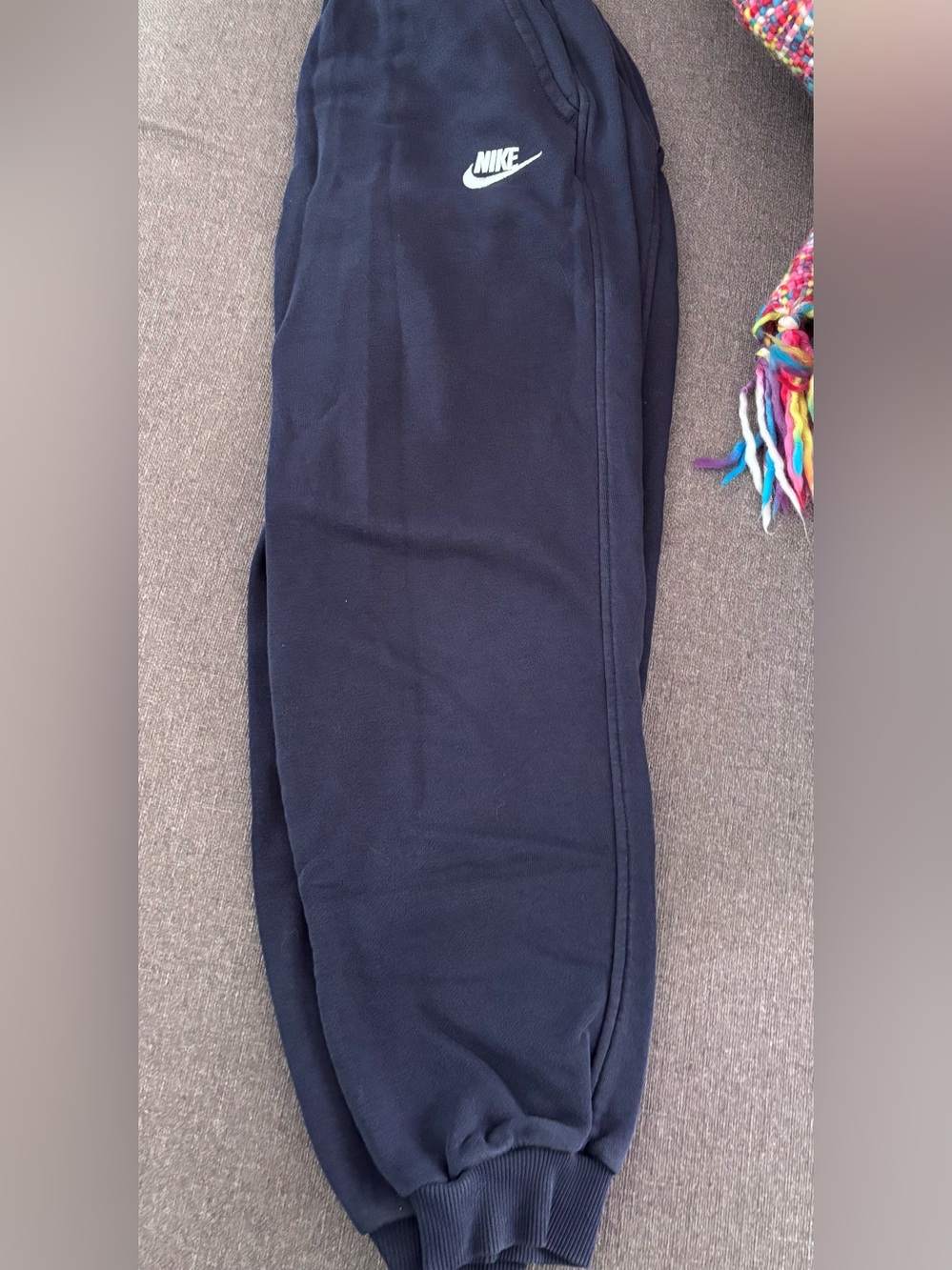 Nike Kids Navy Sweatpants with White Swoosh Logo